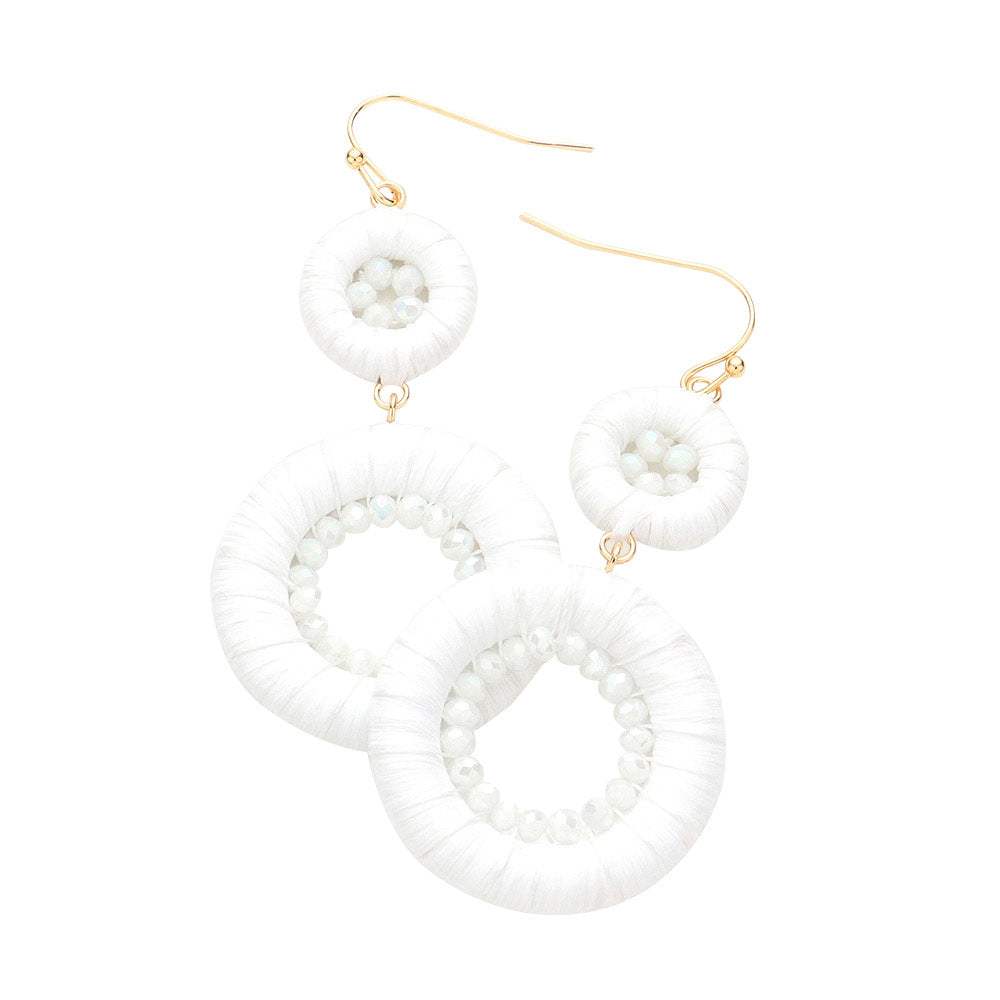 Raffia Wrapped Faceted Bead Embellished Dangle Earrings - Madeline Love - Flyclothing LLC