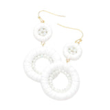 Raffia Wrapped Faceted Bead Embellished Dangle Earrings - Madeline Love - Flyclothing LLC