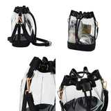 Solid Faux Leather Transparent Bucket Bag - Madeline Love - Flyclothing LLC