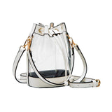 Solid Faux Leather Transparent Bucket Bag - Madeline Love - Flyclothing LLC