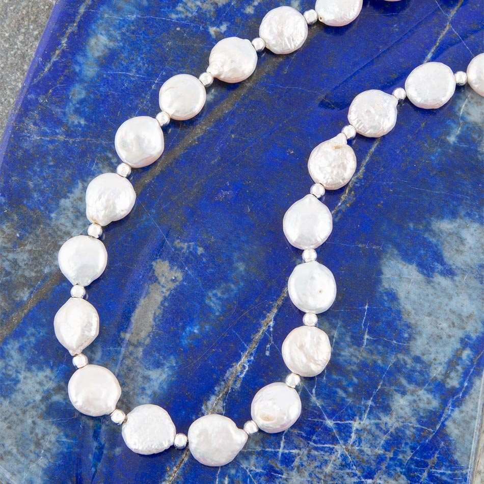 White Fresh Water Pearl Sterling Silver Necklace - Barse Jewelry - Flyclothing LLC