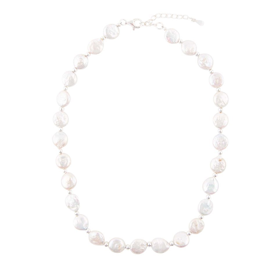 White Fresh Water Pearl Sterling Silver Necklace - Barse Jewelry