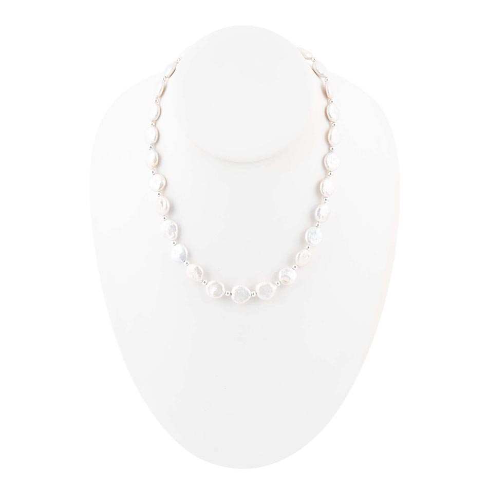 White Fresh Water Pearl Sterling Silver Necklace - Barse Jewelry - Flyclothing LLC