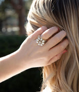White Hibiscus Mother of Pearl and Golden Ring - Barse Jewelry - Flyclothing LLC