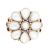 White Hibiscus Mother of Pearl and Golden Ring - Barse Jewelry - Flyclothing LLC