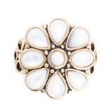 White Hibiscus Mother of Pearl and Golden Ring - Barse Jewelry - Flyclothing LLC