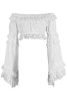 Daisy Corsets White Lace Smocked Flare Sleeve Peasant Top