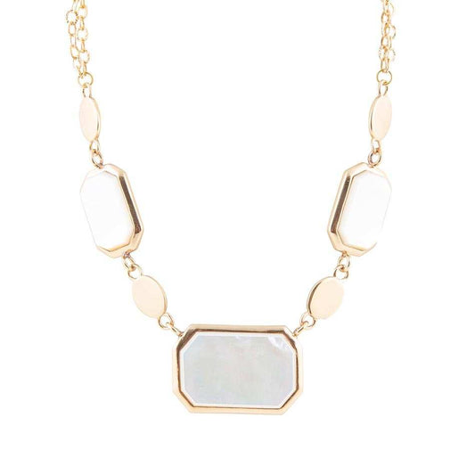 White Mother of Pearl and Golden Bronze Statement Necklace - Barse Jewelry - Flyclothing LLC
