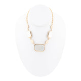 White Mother of Pearl and Golden Bronze Statement Necklace