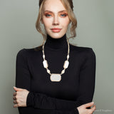 White Mother of Pearl and Golden Bronze Statement Necklace - Barse Jewelry