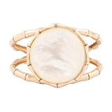 White Mother of Pearl Golden Bamboo Cuff Bracelet - Barse Jewelry - Flyclothing LLC