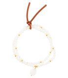 White Mother of Pearl Stretch Golden Bracelet - Barse Jewelry