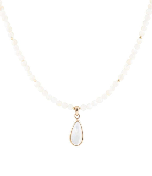 White Mother of Pearl Tear Drop Golden Pendant Necklace - Barse Jewelry - Flyclothing LLC