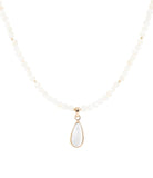 White Mother of Pearl Tear Drop Golden Pendant Necklace