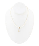 White Mother of Pearl Tear Drop Golden Pendant Necklace - Barse Jewelry