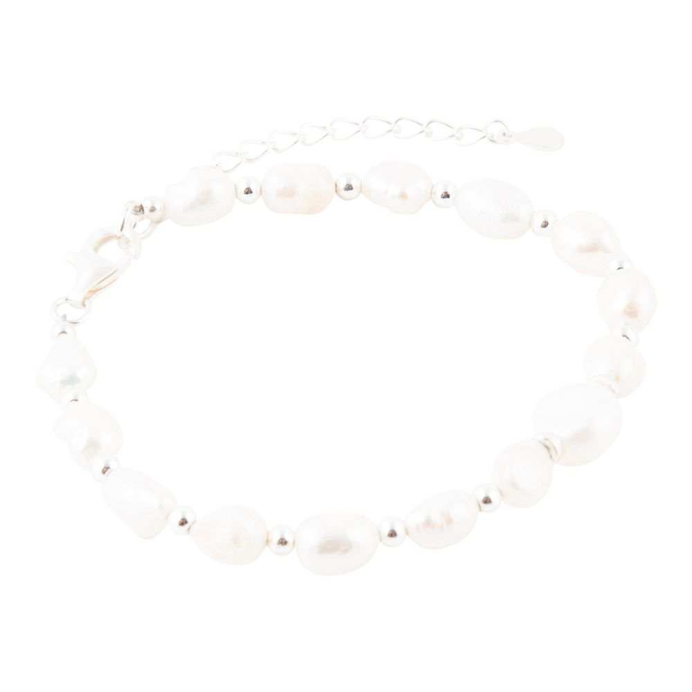 White Pearl Beaded Sterling Silver Bracelet - Barse Jewelry