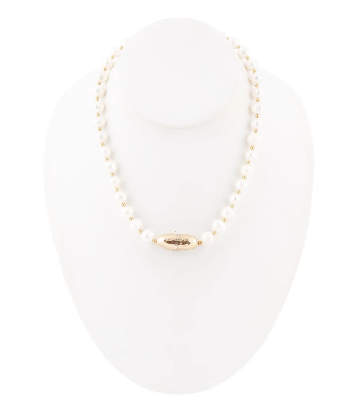 White Pearl Golden Beaded Strand Necklace - Barse Jewelry - Flyclothing LLC