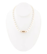 White Pearl Golden Beaded Strand Necklace - Barse Jewelry - Flyclothing LLC