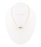 White Pearl Golden Beaded Strand Necklace
