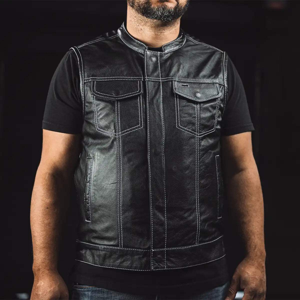 The Cut Men's Motorcycle Leather Vest, Multiple Color Options - First Manufacturing Company - Flyclothing LLC