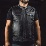 The Cut Men's Motorcycle Leather Vest, Multiple Color Options - First Manufacturing Company - Flyclothing LLC