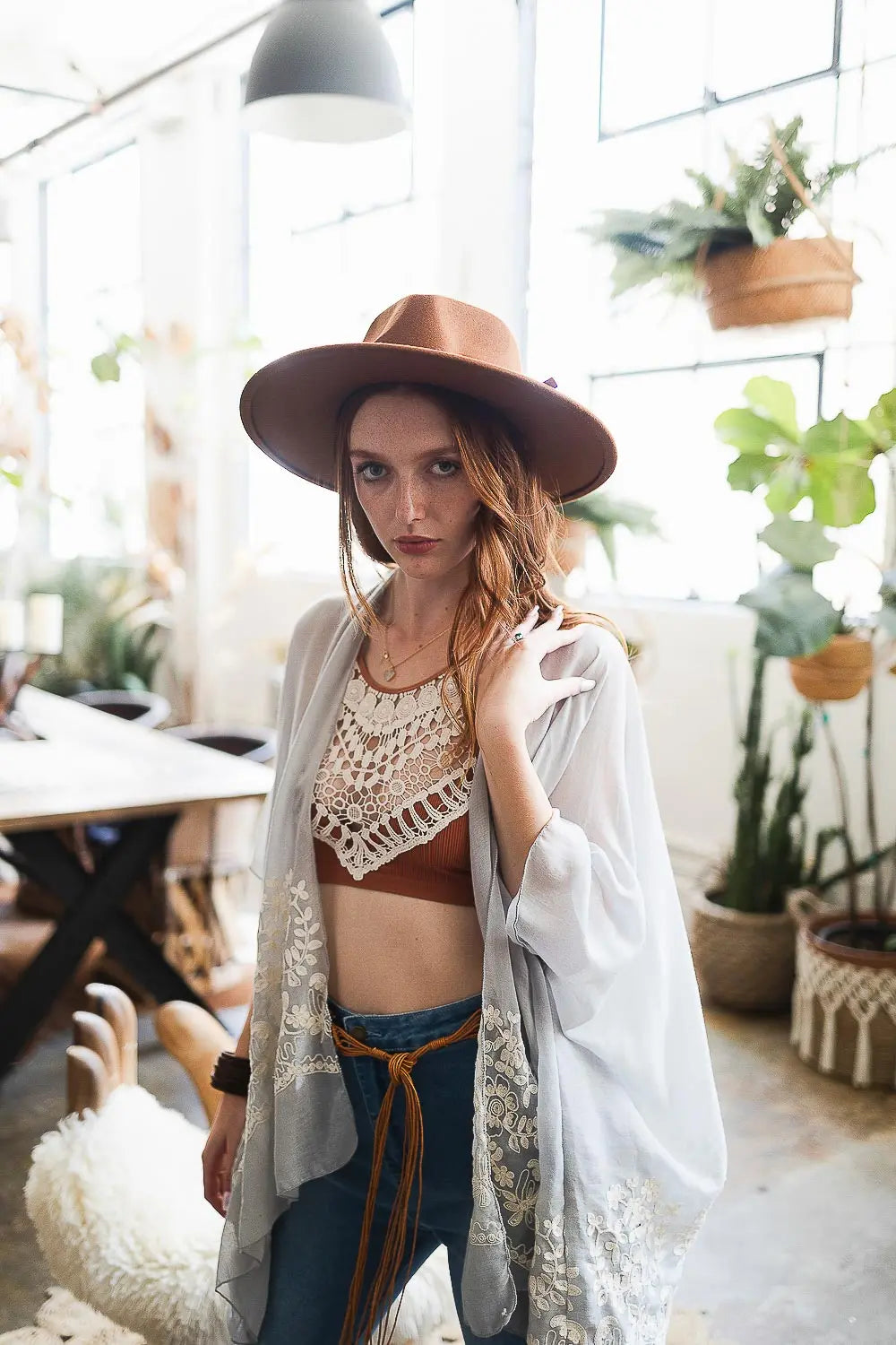 Wide Brim Leather Ribbon Bolero Hat - Boho Clothing and Accessories - Flyclothing LLC