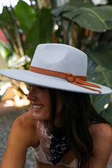 Wide Brim Leather Ribbon Bolero Hat - Boho Clothing and Accessories - Flyclothing LLC