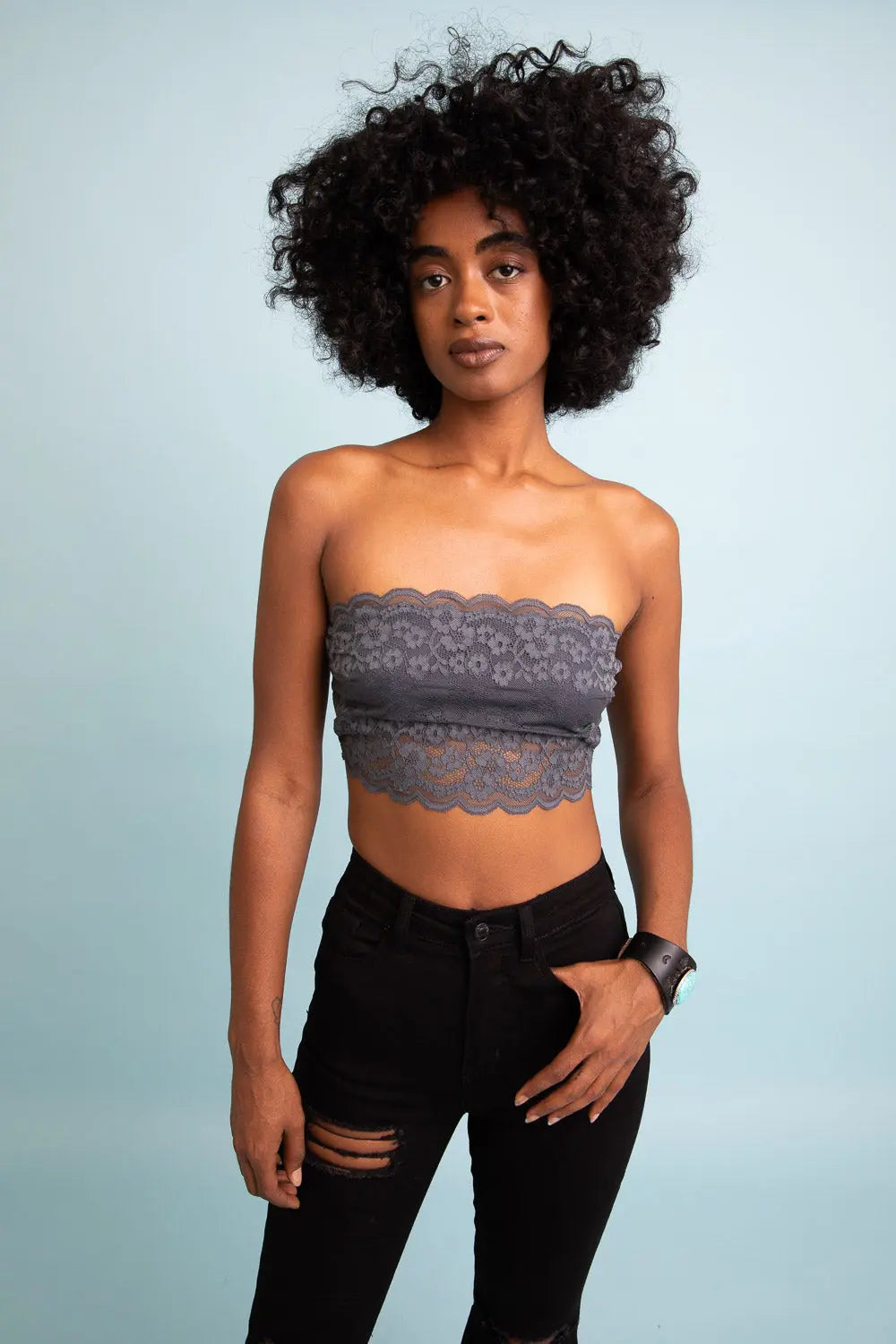 Wide Lace Bandeau w/ Detachable Straps - Boho Clothing and Accessories - Flyclothing LLC