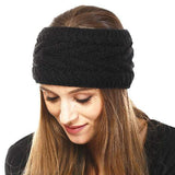 Wide Solid Cable Knit Earmuff Headband Ear Warmer - Madeline Love - Flyclothing LLC