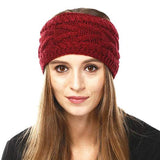 Wide Solid Cable Knit Earmuff Headband Ear Warmer - Madeline Love - Flyclothing LLC