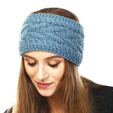 Wide Solid Cable Knit Earmuff Headband Ear Warmer - Madeline Love - Flyclothing LLC