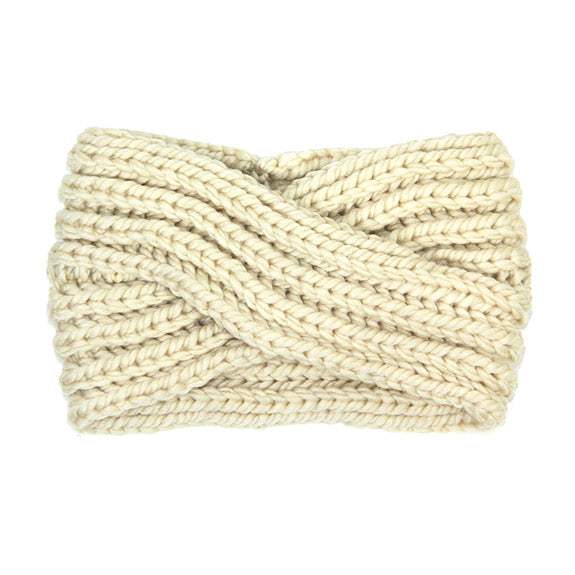 Wide Solid Twisted Soft Knit Earmuff Headband Ear Warmer - Madeline Love - Flyclothing LLC