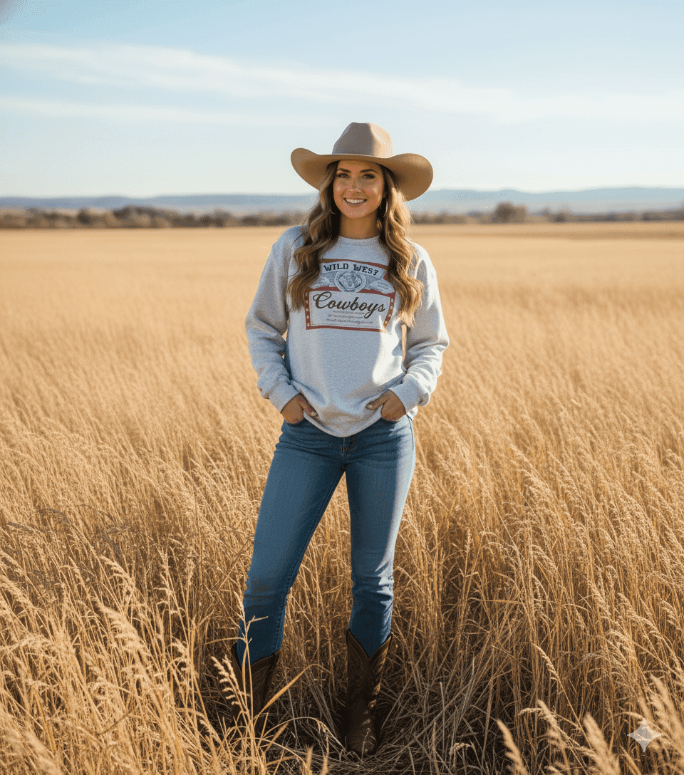Wild West Cowboys Western Beer Logo Graphic Sweatshirt