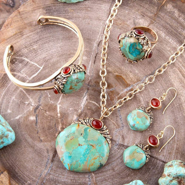 Wilder Turquoise Carnelian and Bronze Cuff Bracelet