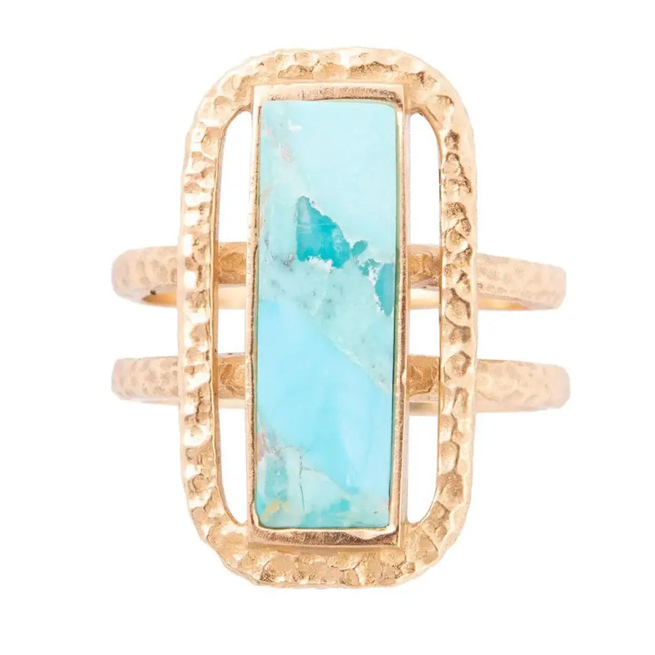 Willa Blue Turquoise Golden Statement Ring - Barse Jewelry - Flyclothing LLC