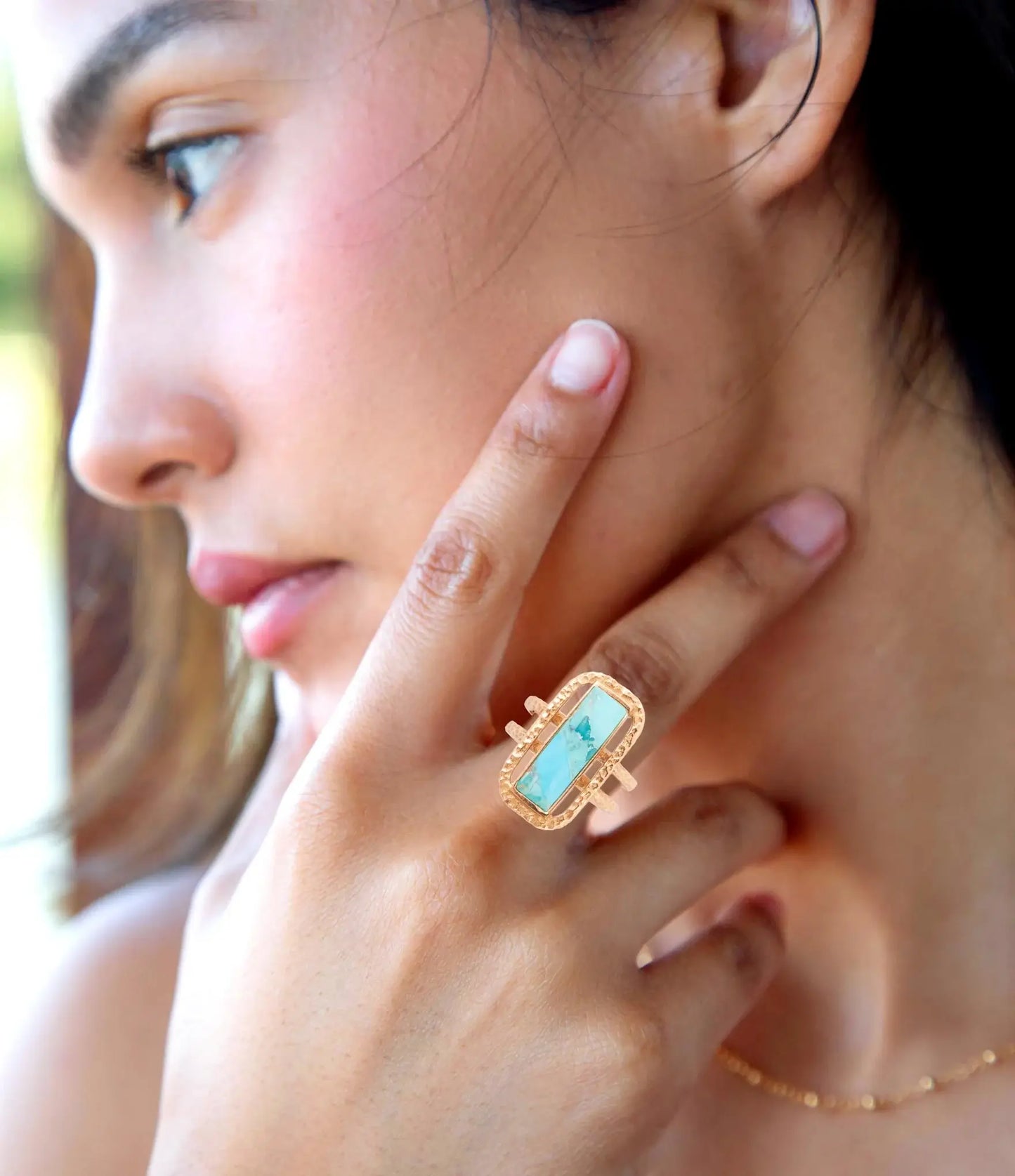 Willa Blue Turquoise Golden Statement Ring - Barse Jewelry - Flyclothing LLC
