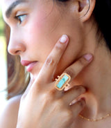 Willa Blue Turquoise Golden Statement Ring - Barse Jewelry - Flyclothing LLC