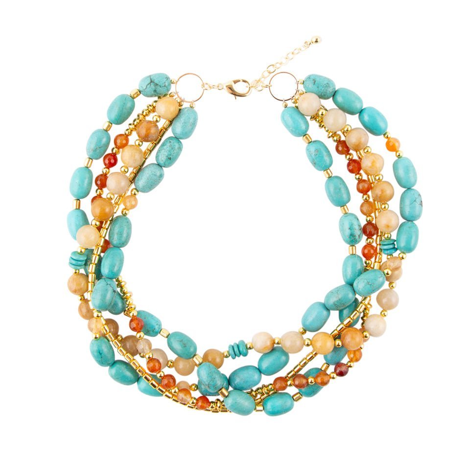 Windswept Multi-Layered Colorful Beaded Statement Necklace - Barse Jewelry