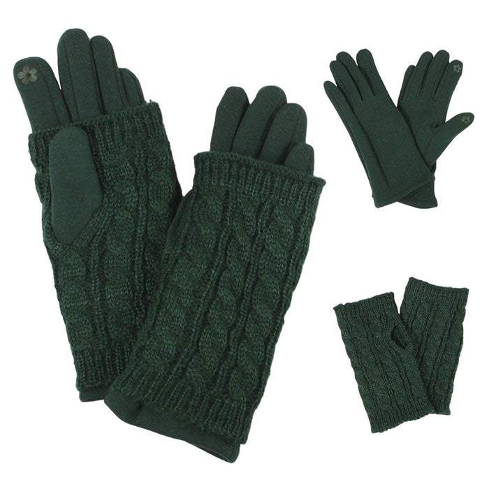 Winter 3 In 1 Cable Knit Smart Gloves - Madeline Love - Flyclothing LLC