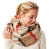 Winter Acrylic Colorful Plaid Check Infinity Scarf - Madeline Love - Flyclothing LLC