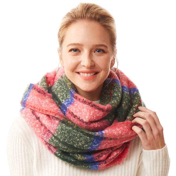 Winter Acrylic Colorful Plaid Check Infinity Scarf - Madeline Love - Flyclothing LLC