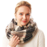 Winter Acrylic Colorful Plaid Check Infinity Scarf - Madeline Love - Flyclothing LLC