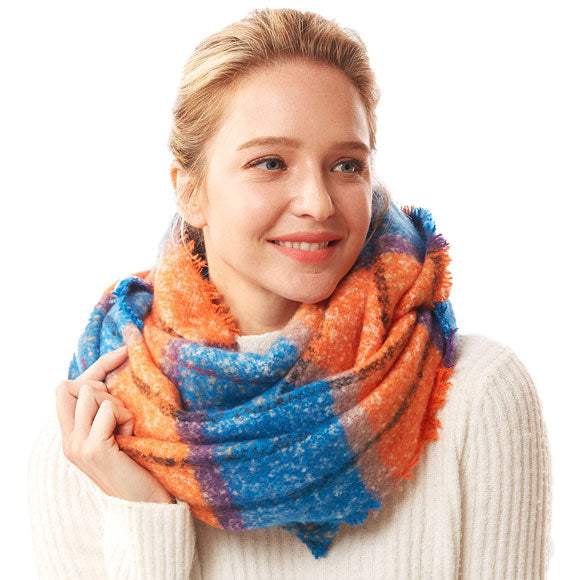 Winter Acrylic Colorful Plaid Check Infinity Scarf - Madeline Love - Flyclothing LLC