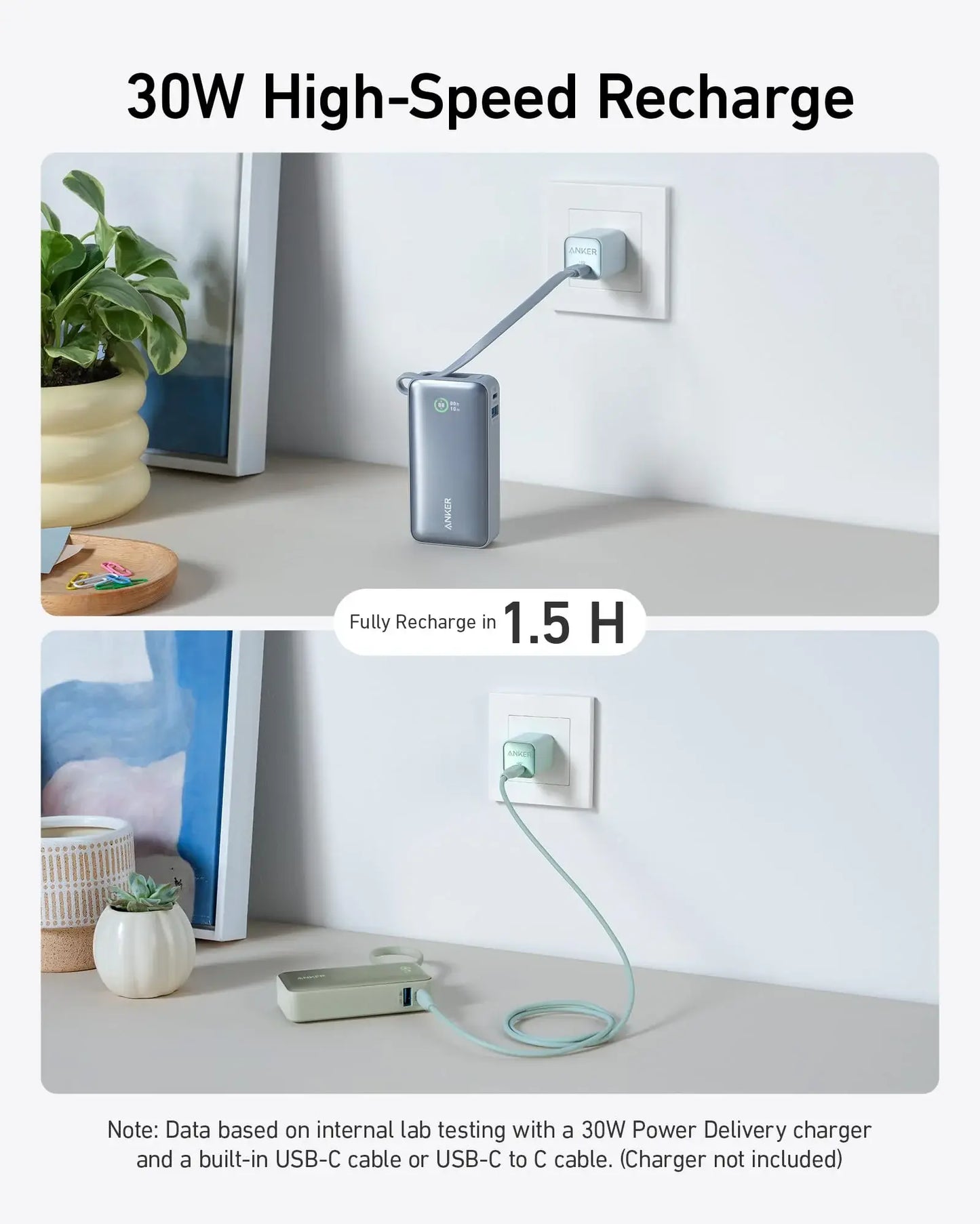 Anker Nano Power Bank (30W, Built-In USB-C Cable) - Anker - Flyclothing LLC