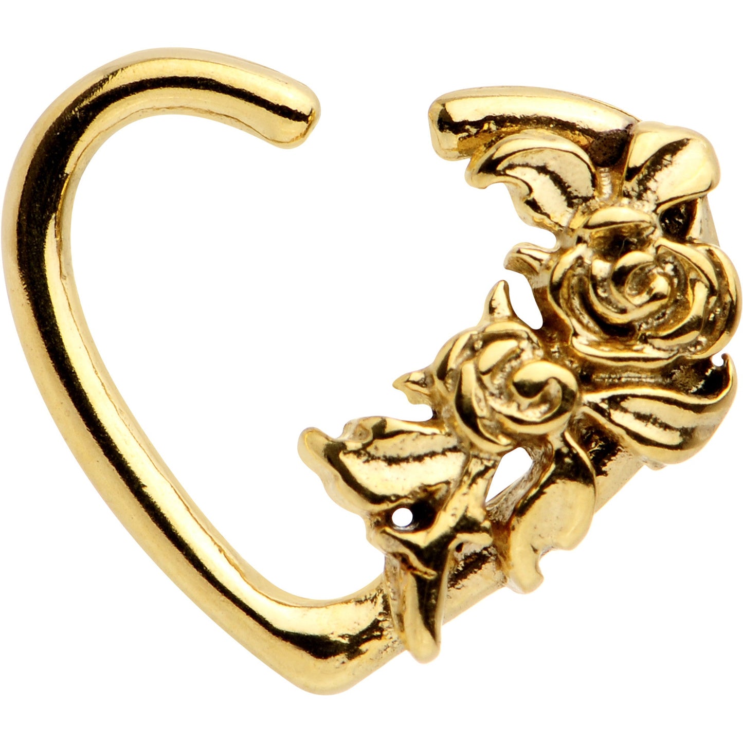 3/8 Gold PVD Rose Flower Bouquet Heart Left Daith Cartilage Tragus Earring - BodyCandy - Flyclothing LLC