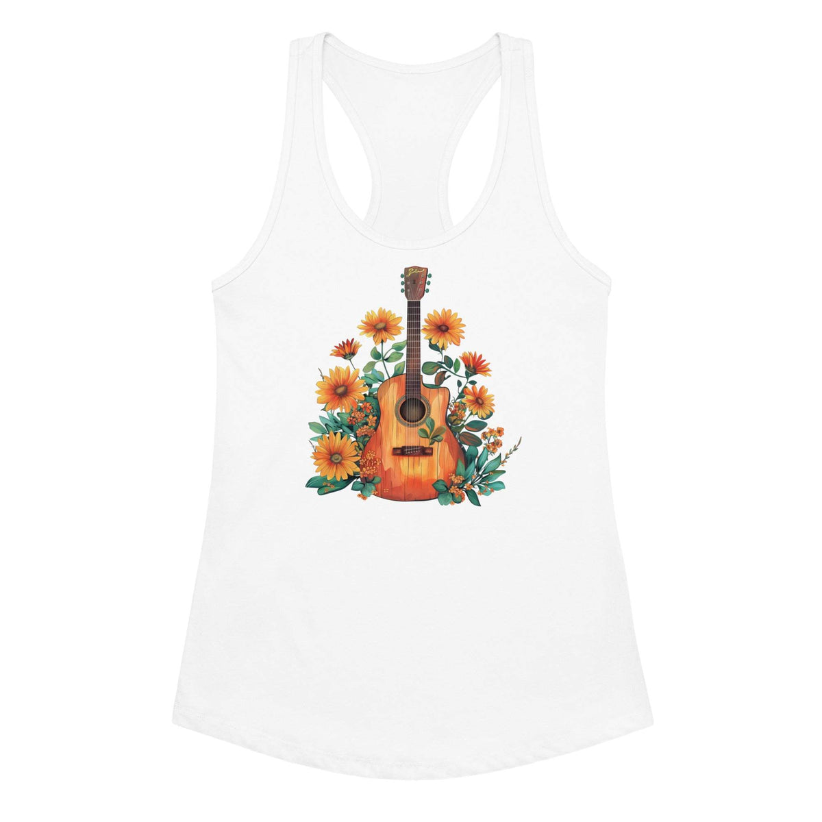 Hippie Guitar Women’s Fitted Racerback Tank Top - Baha Ranch Western Wear - Flyclothing LLC