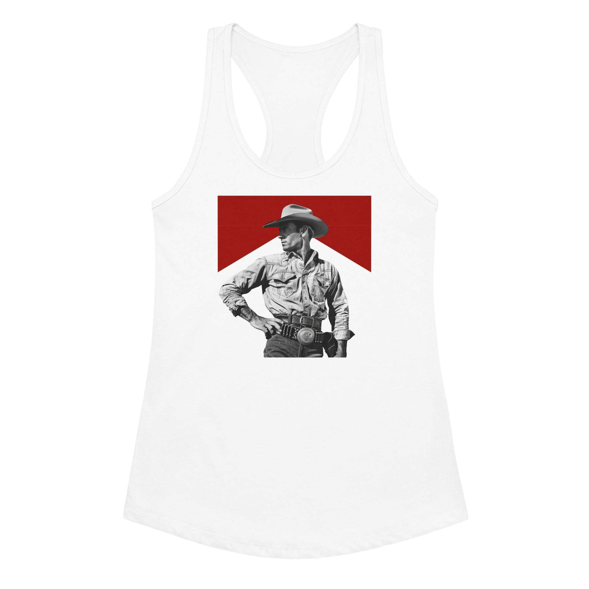 Vintage Cowboy Women’s Fitted Racerback Tank Top - Baha Ranch Western Wear - Flyclothing LLC