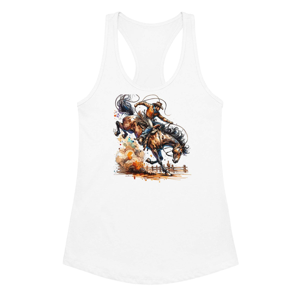 Rodeo Cowboy Women’s Fitted Racerback Tank Top - Baha Ranch Western Wear - Flyclothing LLC