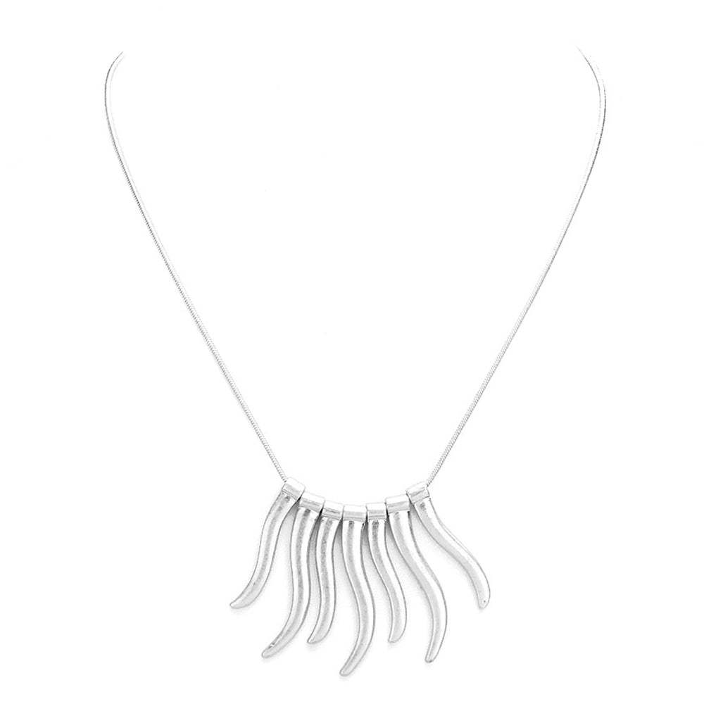 Worn Finish Metal Bar Fringe Necklace Metal Bar Necklace - Madeline Love - Flyclothing LLC