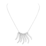 Worn Finish Metal Bar Fringe Necklace Metal Bar Necklace - Madeline Love - Flyclothing LLC